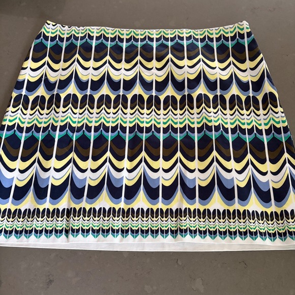 Talbots Women Sz 20 Skirt Feather Geo Peacock Print  Boho Artsy Yellow
Blue NEW - Picture 1 of 11